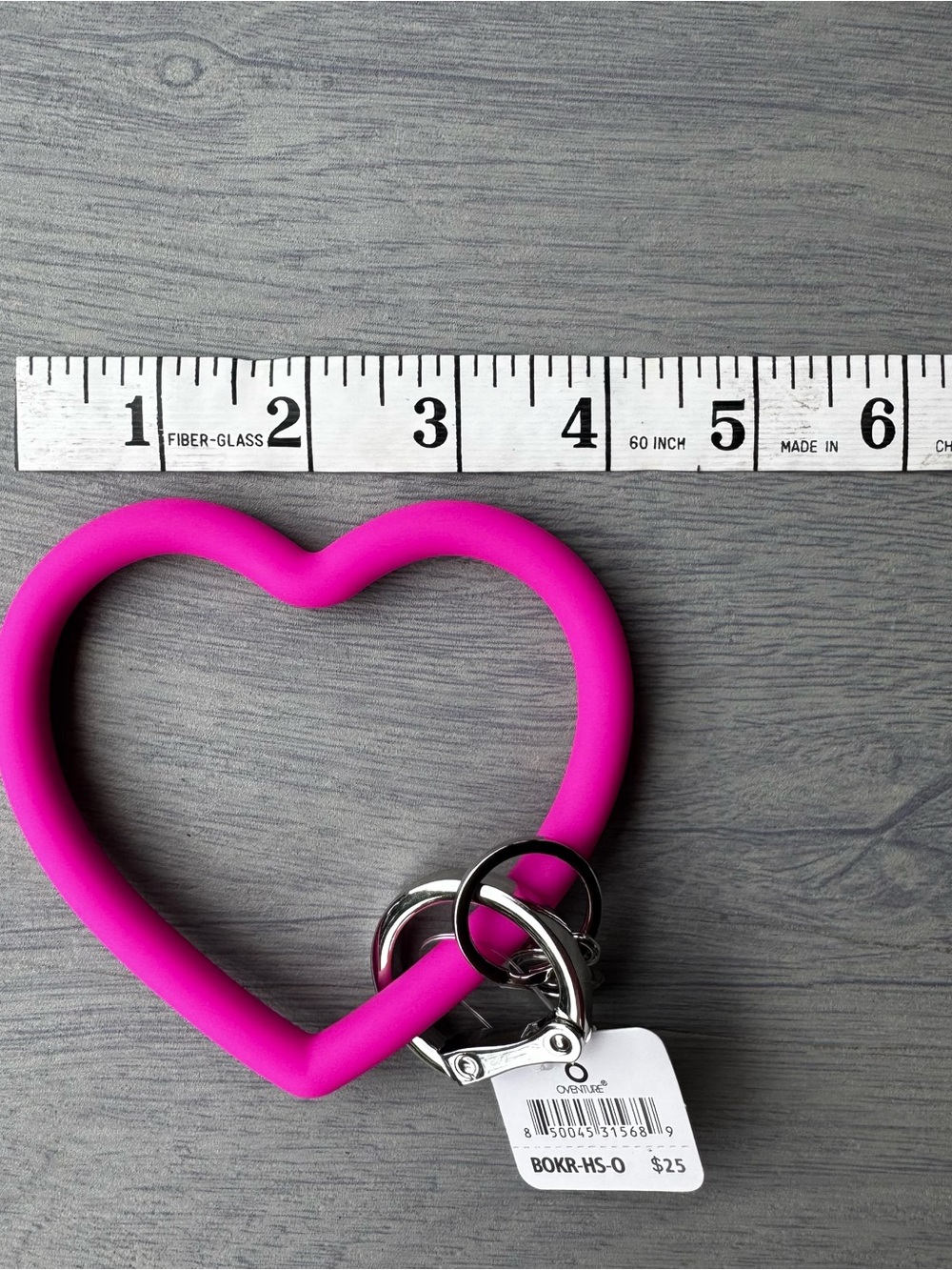 Heart-Shaped Pink Silicone Key Ring Wristlet by VENTURE - Picture 4 of 4